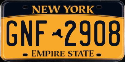NY license plate GNF2908