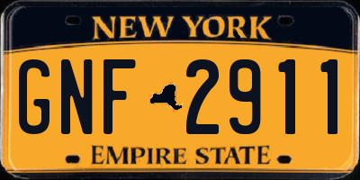NY license plate GNF2911
