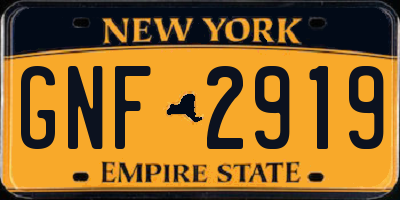 NY license plate GNF2919