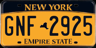NY license plate GNF2925