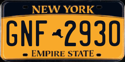NY license plate GNF2930