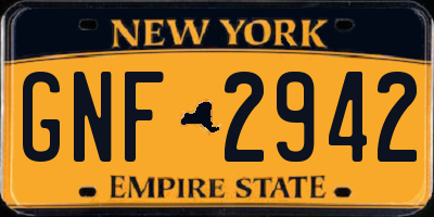 NY license plate GNF2942