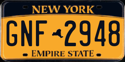 NY license plate GNF2948