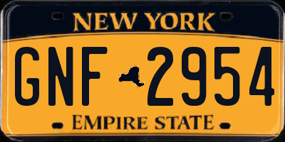 NY license plate GNF2954