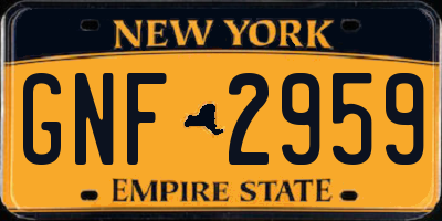 NY license plate GNF2959
