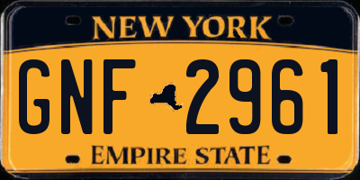 NY license plate GNF2961