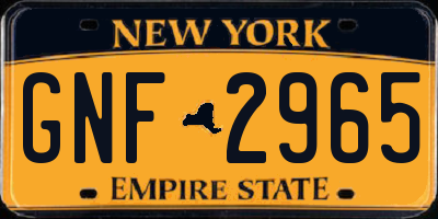 NY license plate GNF2965