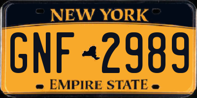 NY license plate GNF2989