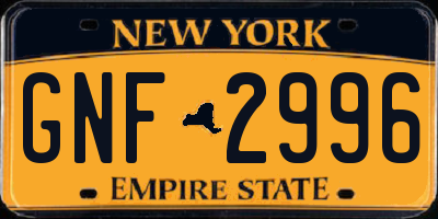 NY license plate GNF2996