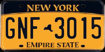 NY license plate GNF3015