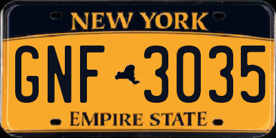 NY license plate GNF3035