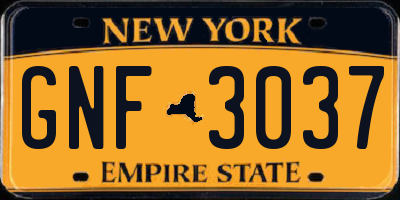 NY license plate GNF3037