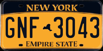 NY license plate GNF3043