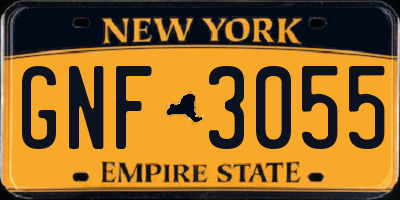 NY license plate GNF3055