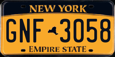 NY license plate GNF3058