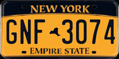 NY license plate GNF3074