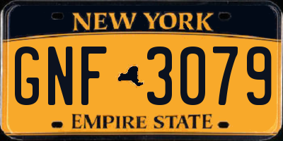NY license plate GNF3079