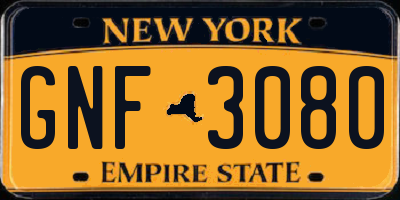NY license plate GNF3080