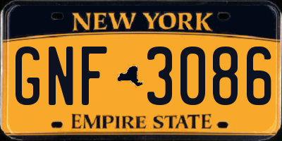 NY license plate GNF3086