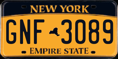 NY license plate GNF3089