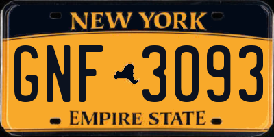 NY license plate GNF3093