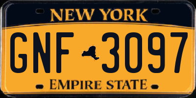 NY license plate GNF3097