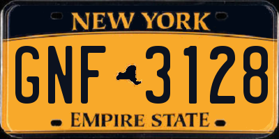 NY license plate GNF3128