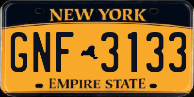 NY license plate GNF3133