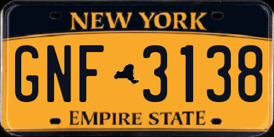 NY license plate GNF3138