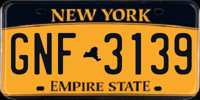 NY license plate GNF3139
