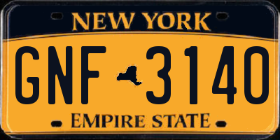 NY license plate GNF3140