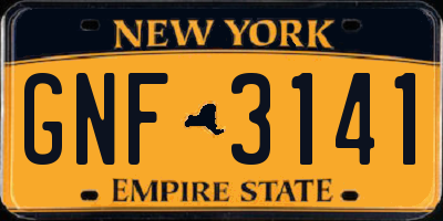 NY license plate GNF3141