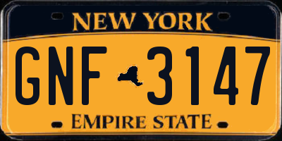 NY license plate GNF3147