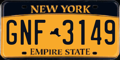 NY license plate GNF3149