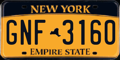NY license plate GNF3160