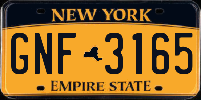 NY license plate GNF3165