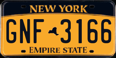 NY license plate GNF3166