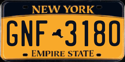 NY license plate GNF3180
