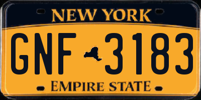 NY license plate GNF3183