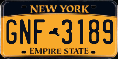 NY license plate GNF3189