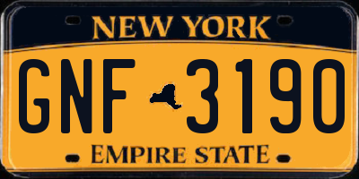 NY license plate GNF3190