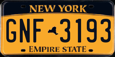 NY license plate GNF3193