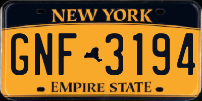 NY license plate GNF3194