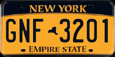 NY license plate GNF3201