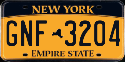 NY license plate GNF3204