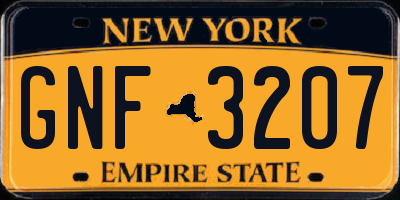 NY license plate GNF3207
