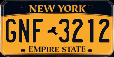 NY license plate GNF3212