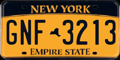 NY license plate GNF3213