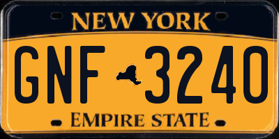 NY license plate GNF3240
