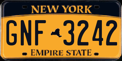 NY license plate GNF3242
